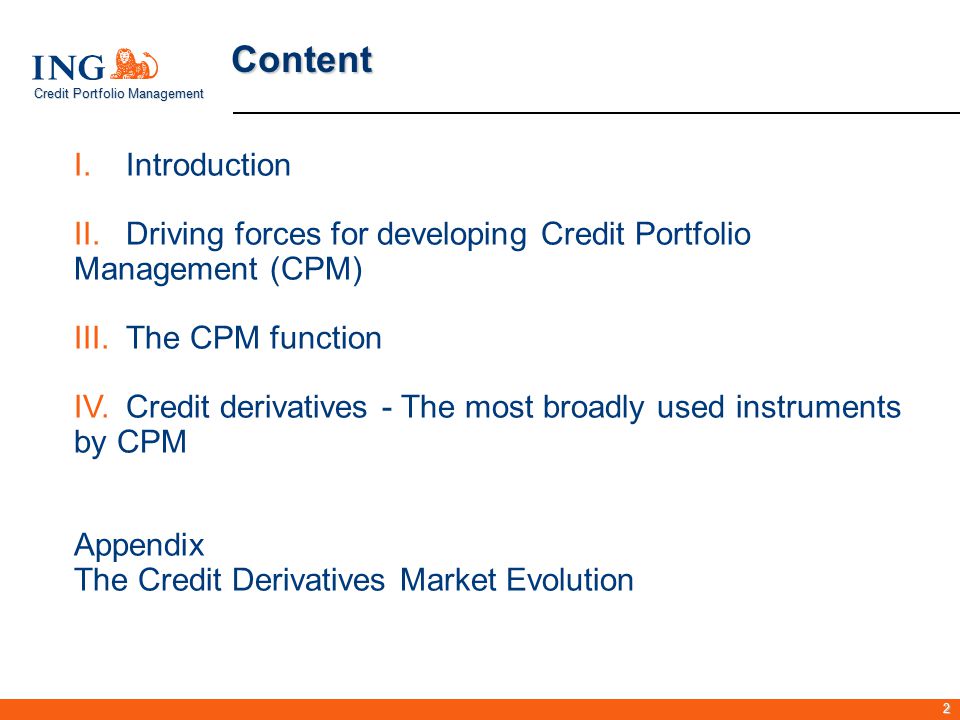 Credit portfolio and instruments
